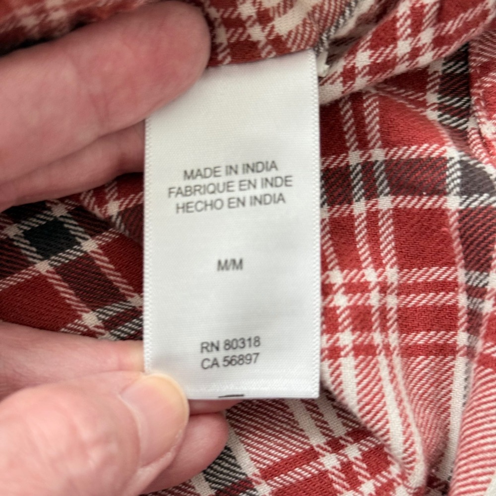Lucky Brand Mens Plaid Flannel Western Snap Button Shirt Red White M - Picture 6 of 8